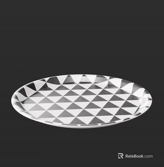 Modern Dinnerware Set with Black White Triangular Geometric Pattern for Stylish Dining Table Setting 3d model