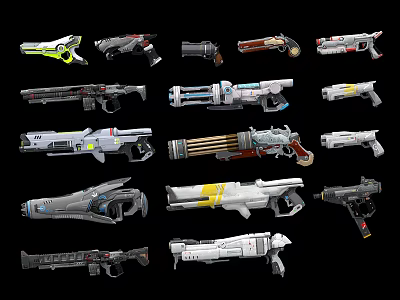Futuristic Weapons Collection Featuring Various Modern Gun Designs And Styles 3d model