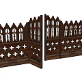 Gothic Style Wooden Room Divider With Intricate Carvings And Arch Patterns