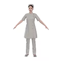 Woman In Professional Nurse Uniform With Cap Standing In Neutral Pose