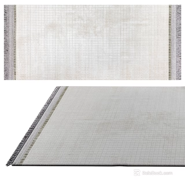 Square Area Rug With Light Tone Grid Pattern And Borders 3d model