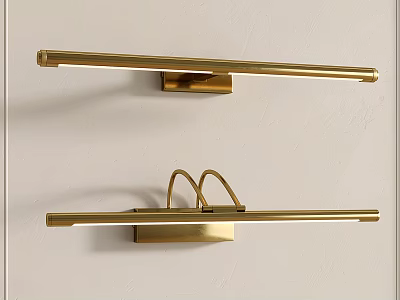 Elegant Golden Modern Wall Lamps Mounted On White Wall With Sleek Linear Design 3d model