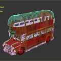 Red Vintage Double Decker Bus With Transparent Roof And Rusty Features 3d model