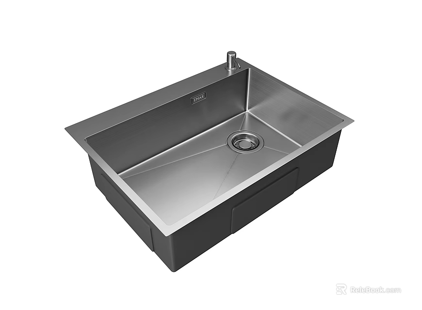 Stainless Steel Kitchen Sink With Single Bowl Design Faucet And Drain 3d model 