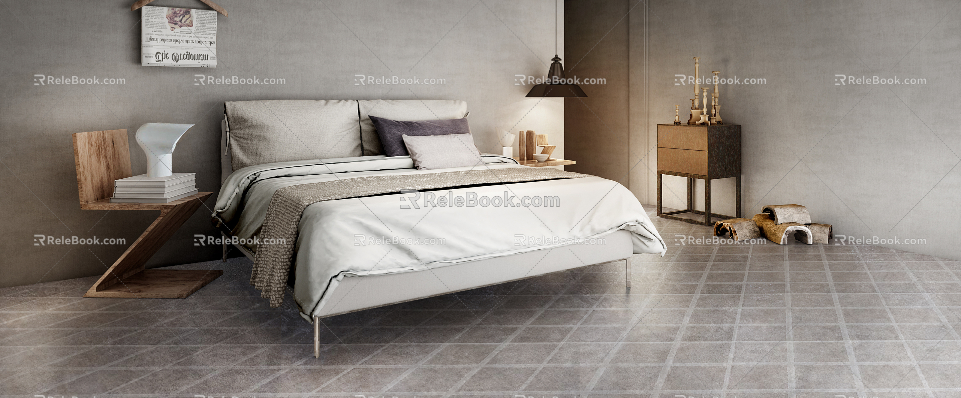 Nordic Cassina double bed 3d model