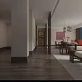 Modern Hotel Bathroom Interior With Bathtub Vanity Mirror Tiled Walls And Lighting