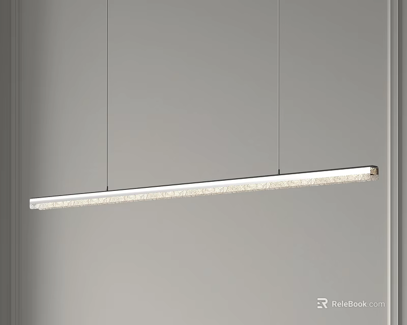 Linear White Pendant Light Hanging On Grey Wall For Modern Indoor Lighting 3d model
