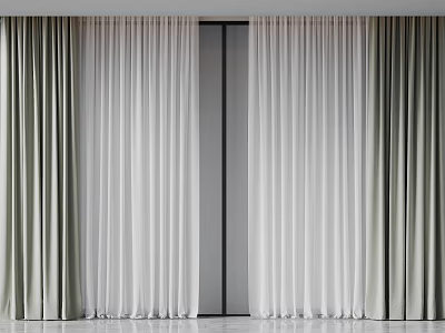 Double Layer Sheer And Light Gray Curtains For Modern Window Decor 3d model