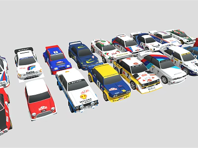 Collection of Colorful Toy Race Cars With Various Styles And Designs 3d model