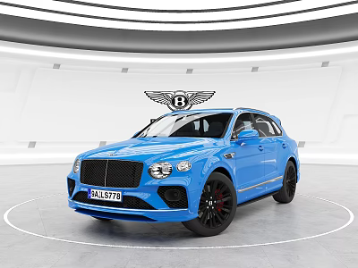 Blue Bentley Luxury SUV Exterior Design With Glossy Finish And Black Wheels 3d model