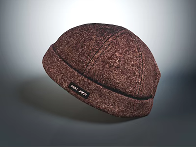 Classic Brown Felt Hat With Round Crown Stitched Detail And Style Label 3d model