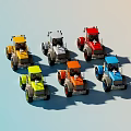 Multiple Colorful Electric Toy Bulldozers with Vibrant Designs and Playful Features