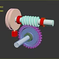 Industrial Lighting Fixture Combination With Mechanical Gears Metallic Finish And Red Accents