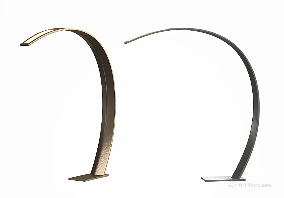 Modern Arched Floor Lamps With Gold And Black Sleek Design Base 3d model 