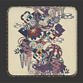 Square Padded Furniture Cushion With Vibrant Colorful Pattern And Decorative Stitching Design