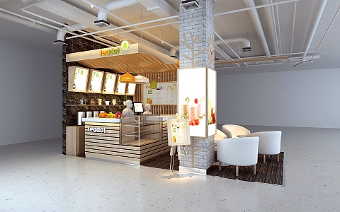 Modern shopping mall personality modeling milk tea shop 3d model