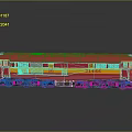 Red Train Model with Yellow Stripes Number 31466 on Gray Background and Reflection