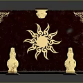 Elegant Hardcover Book With Red Cover Gold Sun Pattern And Decorative Details