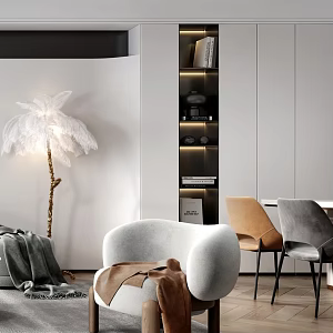 Cream Style Leisure Chair Modern Leisure Chair Floor Lamp Side Corner Table Simple G733 3d model