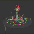 Offshore Oil Drilling Platform Structure With Tower Circular Base And Support Equipment