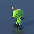 Green Doll Figure With Yellow Antennae Black Gloves And Shiny Shoes