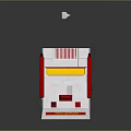 Retro Video Game Console With Red White Design Yellow Cartridge And Controller