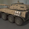 Modern Wheeled Armored Tank With Camouflage Paint Long Barrel And Antennas