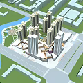Modern High Rise Residential Complex With River Green Spaces And Road Access 3d model