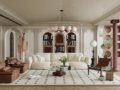 French Living Room Middle Living Room 3d model