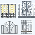Ornate Entrance Doors With Intricate Wrought Iron Patterns And Arched Decorative Frames