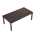 Two Dark Brown Wooden Dining Tables With Rectangular Flat Top And Straight Legs 3d model