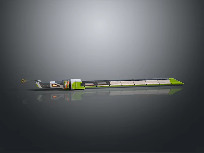 Modern Green White Streamlined Vehicle Design With Windows Panels And Reflective Base 3d model