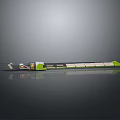 Modern Green White Streamlined Vehicle Design With Windows Panels And Reflective Base