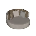 Round Light Gray Outdoor Sofa With Comfortable Light Gray And Dark Brown Cushions 3d model