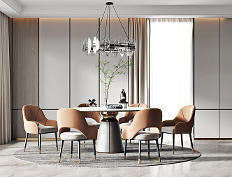 Modern Dining Table and Chair Combination Dining Table and Chair Chandelier Combination 3d model