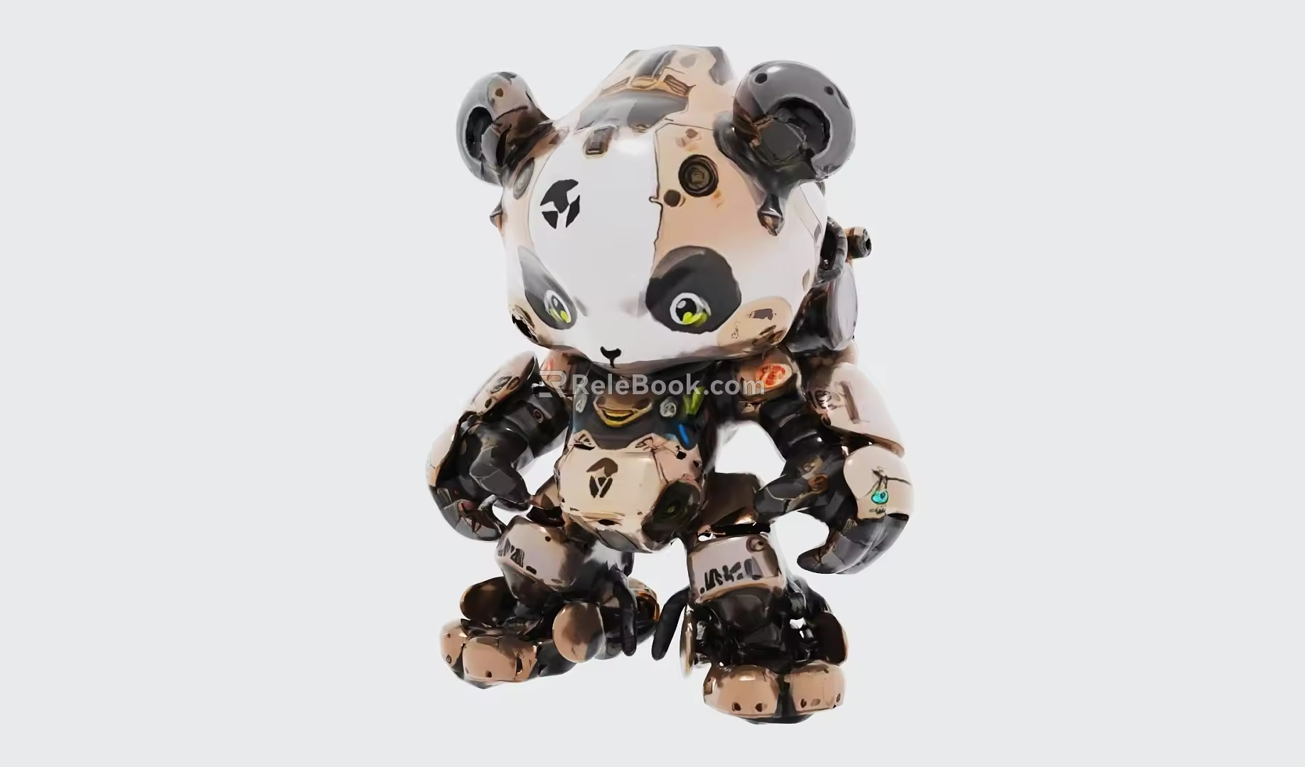 Modern Minimalist Art Device Cyberpunk Panda Device Art Online Red Panda Online Red Interactive Device Shopping Mall Punching Device 3d model