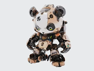 Modern Minimalist Art Device Cyberpunk Panda Device Art Online Red Panda Online Red Interactive Device Shopping Mall Punching Device 3d model