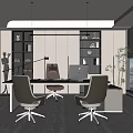 Modern Office Interior Design With Spacious Desk Comfortable Chairs And Large Windows 3d model