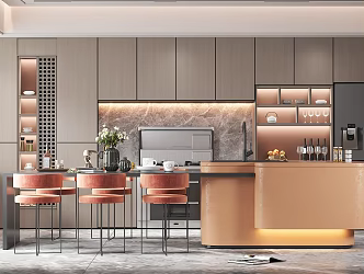 Modern Kitchen Bar Counter Semi Open Kitchen Restaurant Kitchen Island Table Cabinet 3d model