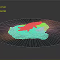 Crocodile Resting on Circular Platform With Green and Orange Surface Area