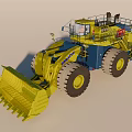 Yellow And Blue Heavy Duty Construction Loader With Large Bucket And Tires