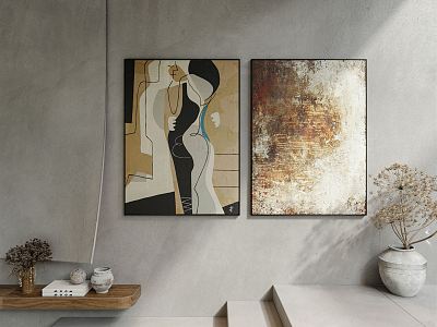 Modern abstract painting decorative painting 3d model