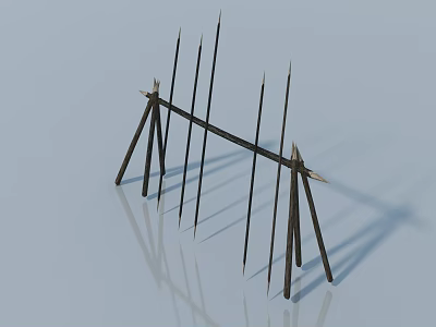 Wooden Swing Door Design With Spiked Frame And Decorative Structure 3d model