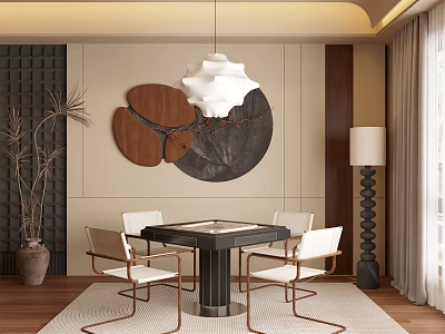 Chic Entertainment Room With Mahjong Table And Modern Decor 3d model