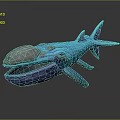 Blue And Purple Whale 3D Model With Open Mouth And Decorative Details