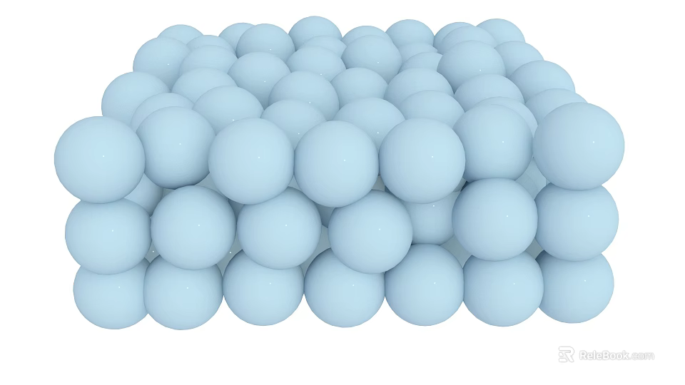 Blue Spheres Stacked in 3D Geometric Pattern with Smooth Round Surface 3d model 