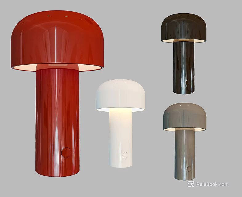Mushroom Shaped Red Black White Gray Modern Table Lamps For Home Decor 3d model 
