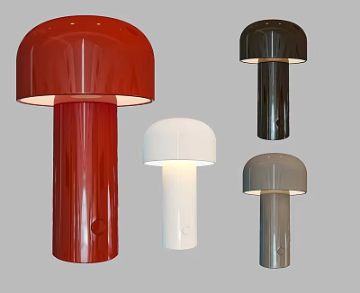 Mushroom Shaped Red Black White Gray Modern Table Lamps For Home Decor 3d model