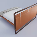 Modern Double Bed with Wooden Frame Gray Upholstered Headboard White Mattress and Gray Blanket
