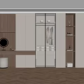 Modern Cloakroom Interior With Wardrobe Mirror Dressing Table And Open Shelves 3d model